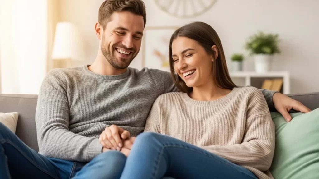 Couple feeling closer after addressing premature ejaculation and anxiety treatment