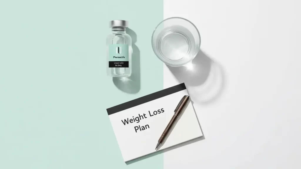 Safe semaglutide prescription online ordering shown as a clean minimal wellness flat-lay