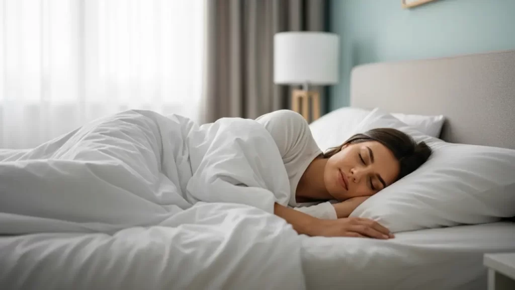 Woman sleeping peacefully to support immune health and cold sore prevention