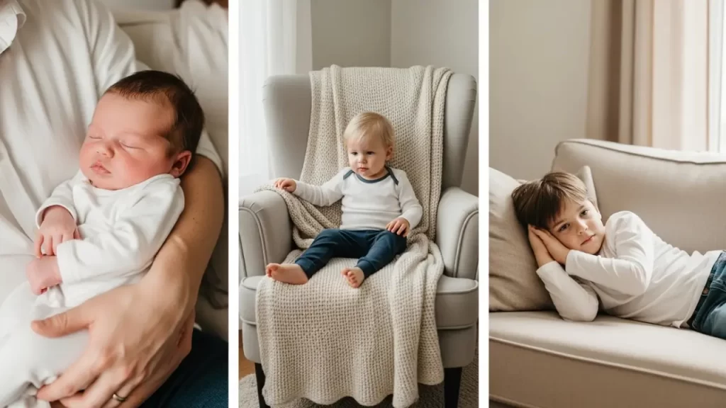 Children of different ages resting at home, age-specific acute illness symptoms guide